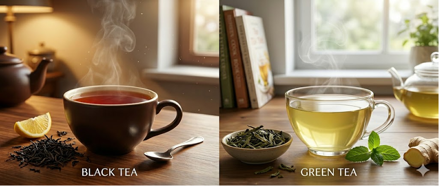 Black Tea vs Green Tea Face-Off: Antioxidants, Caffeine & Heart Health